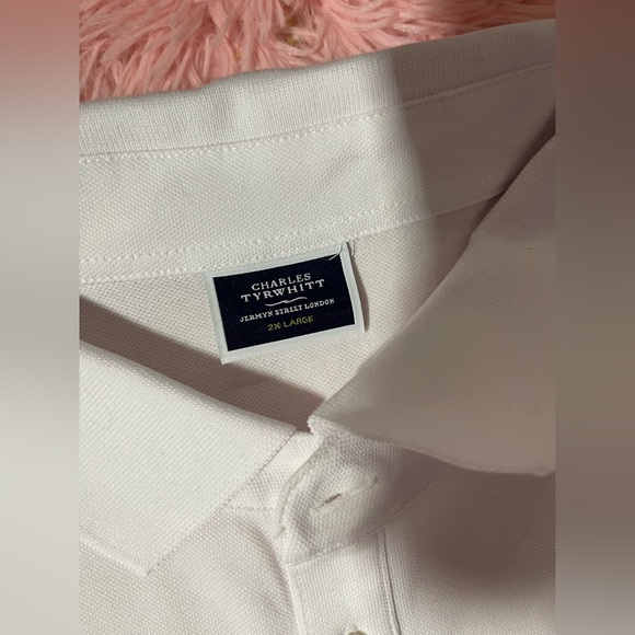 Charles Tyrwhitt White Polo Shirt Men’s 2XL Cotton Short Sleeve NWT Classic Fit - Picture 4 of 5